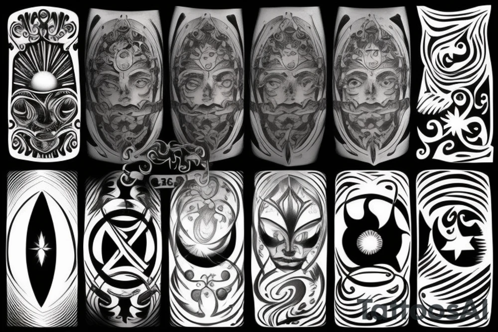 Sun with sun pattern behind tattoo idea