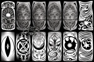 Sun with sun pattern behind tattoo idea