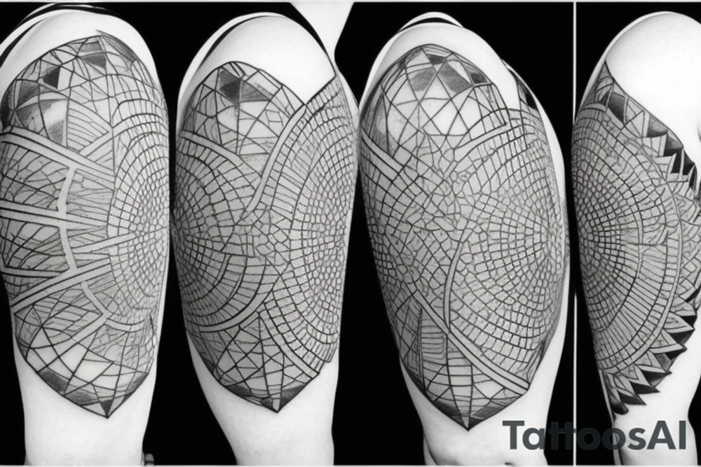 Sun in the middle with geometrical pattern behind the sun tattoo idea Sun in the middle with geometrical pattern behind the sun tattoo idea