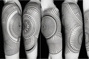 Sun in the middle with geometrical pattern behind the sun tattoo idea