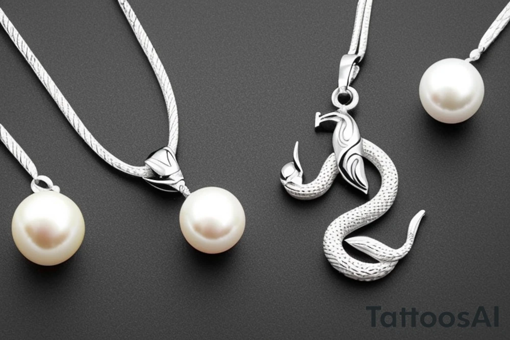 sea snake necklace with pearl pendant tattoo idea