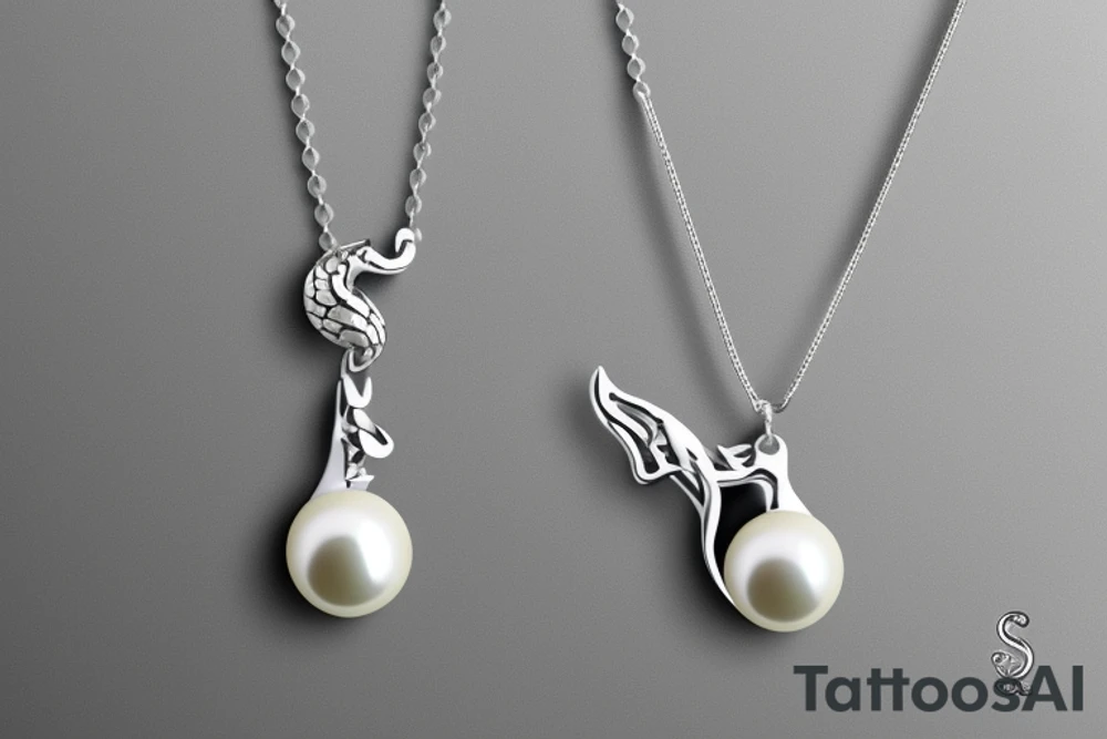 sea snake necklace with pearl pendant tattoo idea