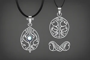 necklace made of sea snake with black pearl pendant tattoo idea