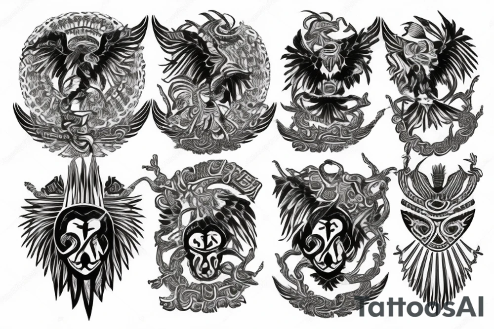 Ten headed eagle tattoo idea