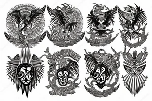 Ten headed eagle tattoo idea