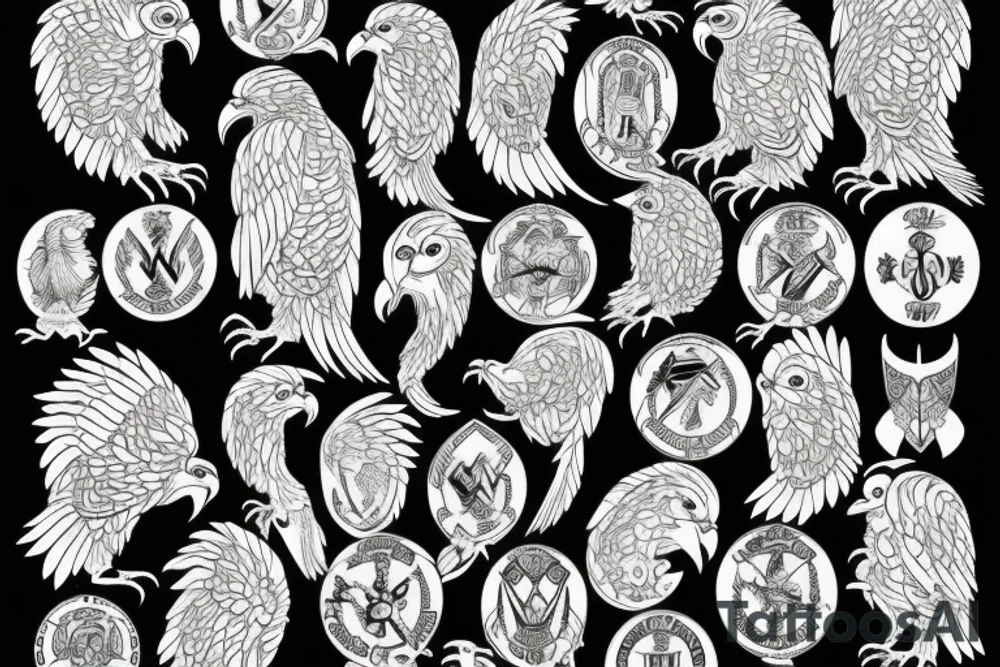 Ten headed eagle tattoo idea