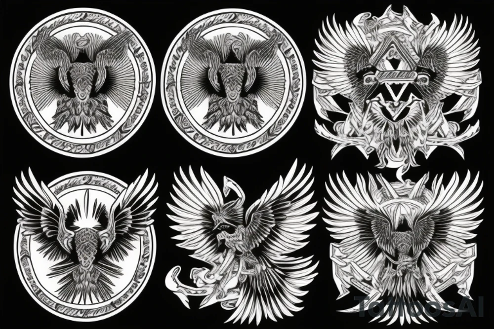 Ten headed eagle tattoo idea