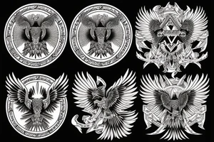 Ten headed eagle tattoo idea