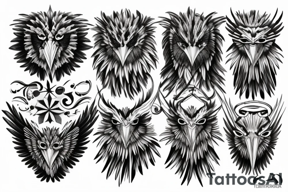Ten faced eagle tattoo idea