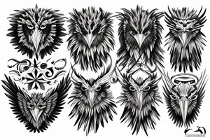 Ten faced eagle tattoo idea