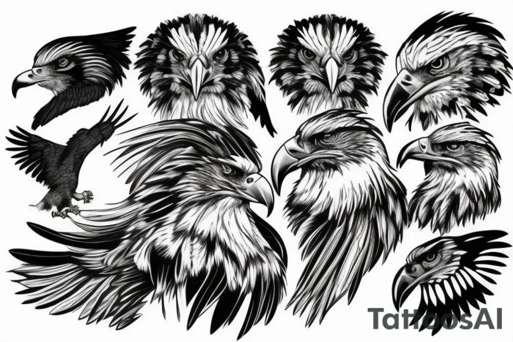 Eagle with multiple heads tattoo idea