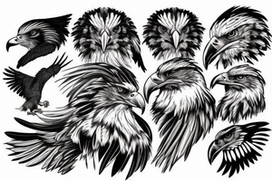Eagle with multiple heads tattoo idea