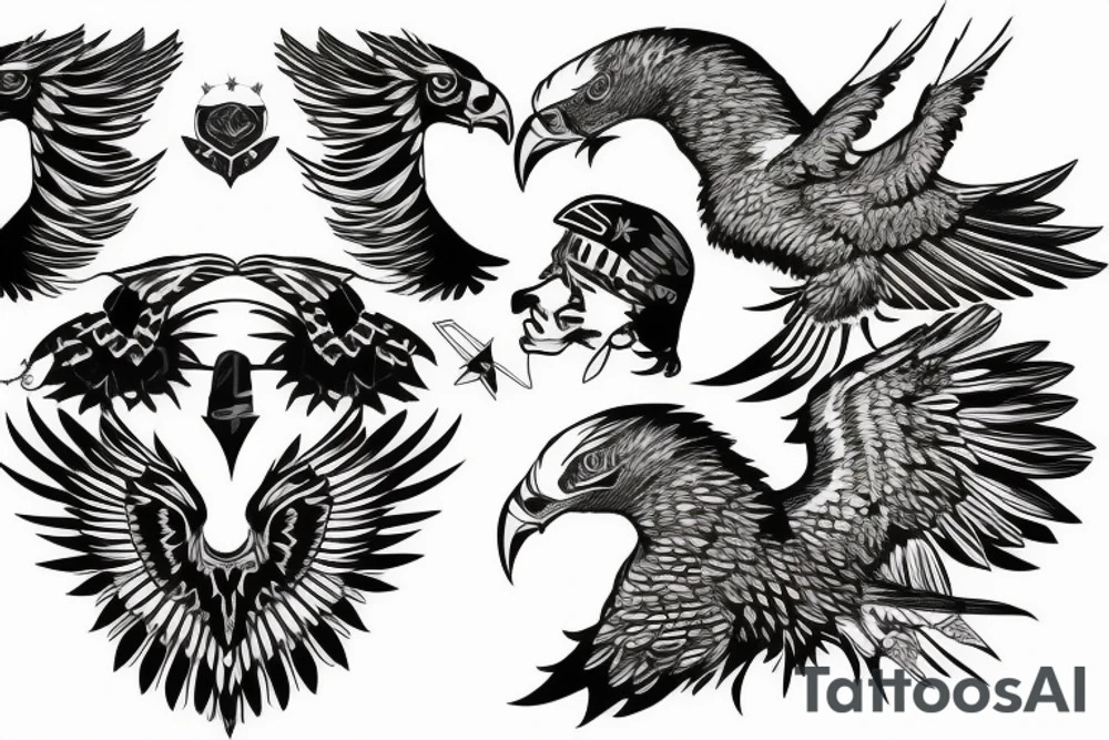 Eagle with multiple heads tattoo idea