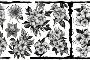 Wild flowers and six apple tree flowers tattoo idea