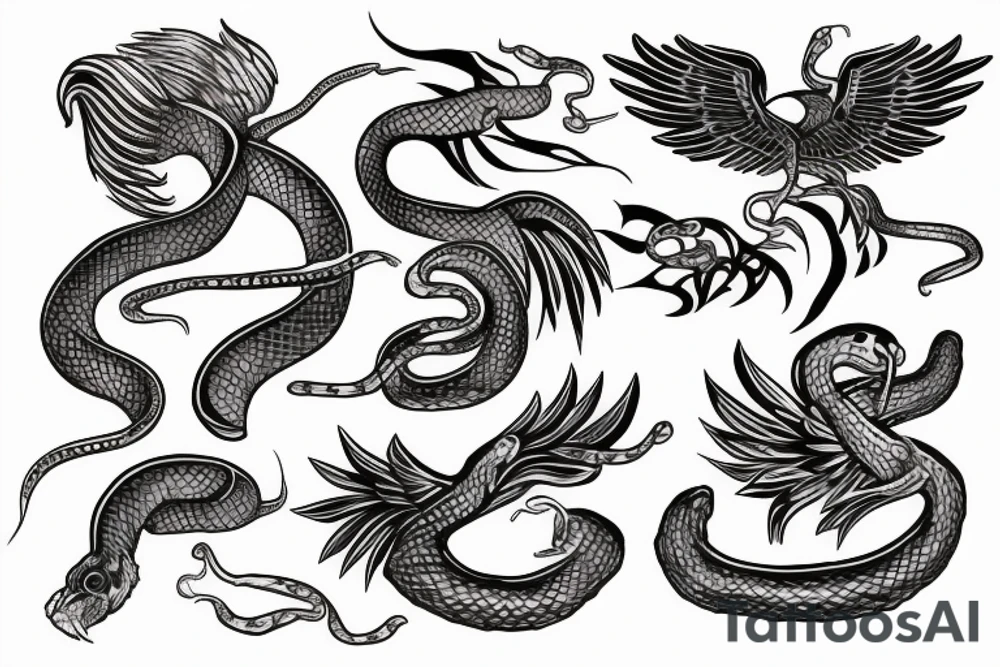 phoenix holding snake tattoo idea