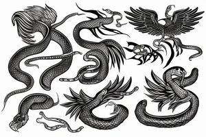phoenix holding snake tattoo idea