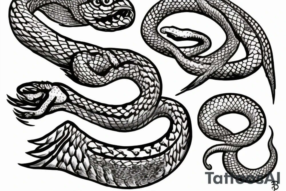 phoenix holding snake tattoo idea