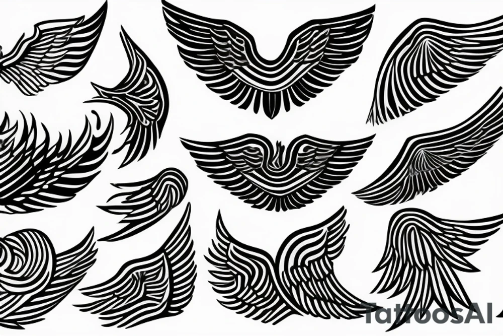 Minimal line outline of a winged man falling tattoo idea