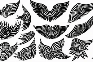 Minimal line outline of a winged man falling tattoo idea