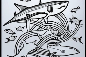 minimalist shark sketch fine line tattoo idea