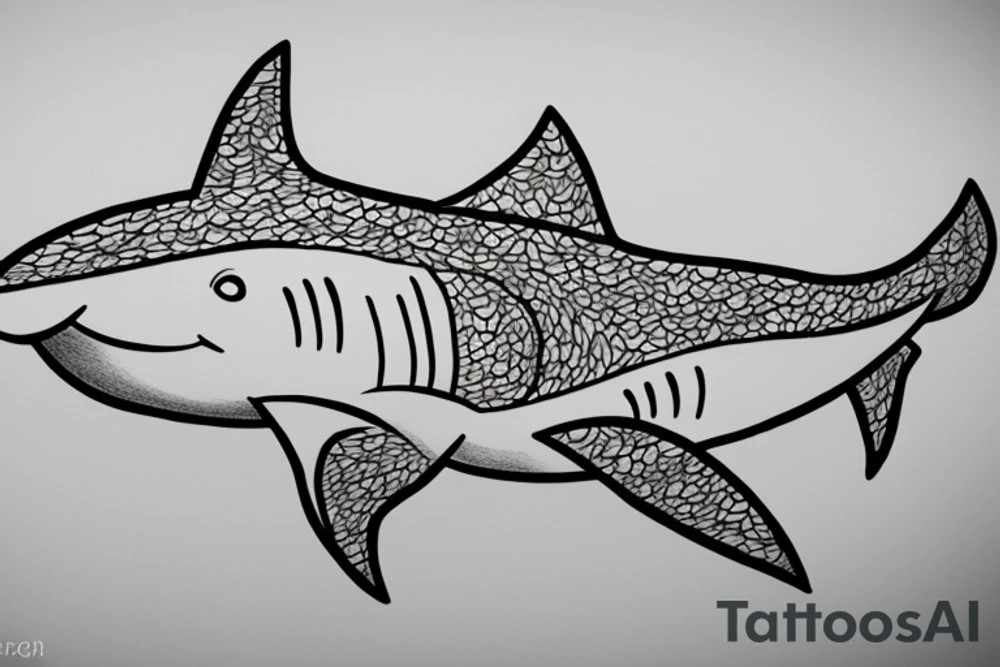 minimalist shark sketch fine line tattoo idea