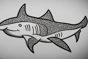 minimalist shark sketch fine line tattoo idea
