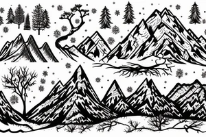 Mountain and tree scene in winter and ducking hunting tattoo idea