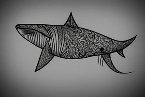 minimalist shark sketch fine line tattoo idea