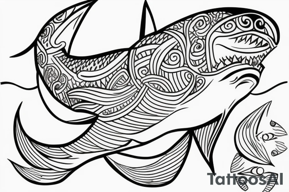 minimalist shark sketch fine line tattoo idea