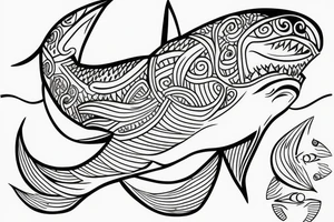 minimalist shark sketch fine line tattoo idea