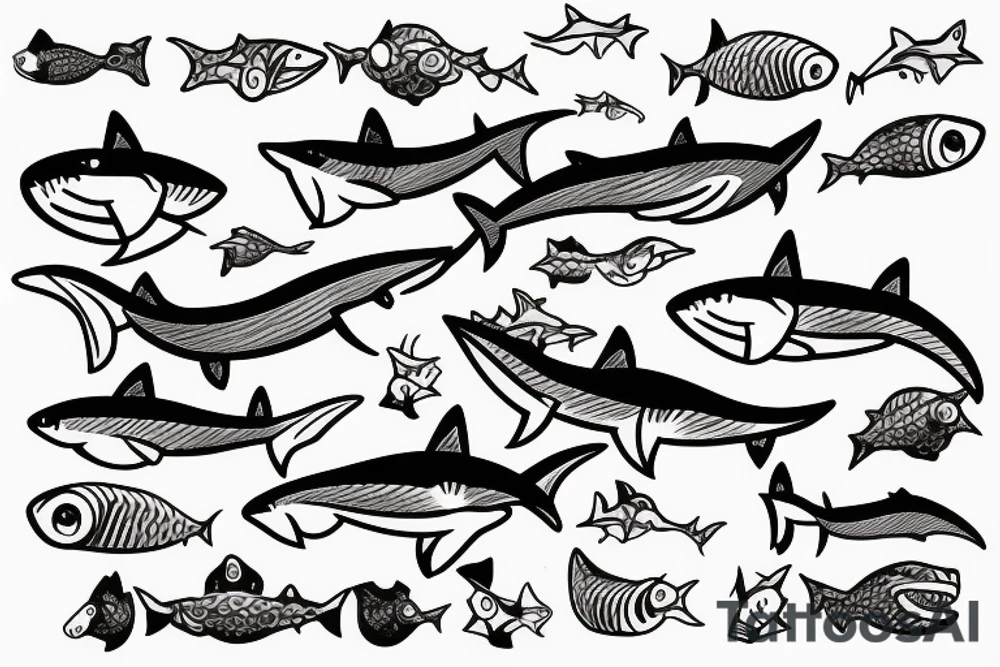 minimalist small shark fine line tattoo idea