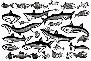 minimalist small shark fine line tattoo idea