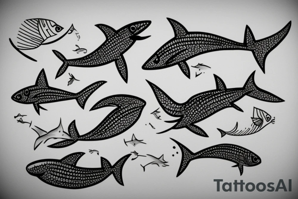 minimalist small shark fine line tattoo idea