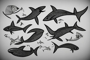 minimalist small shark fine line tattoo idea