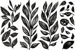Girl with leaves tattoo idea