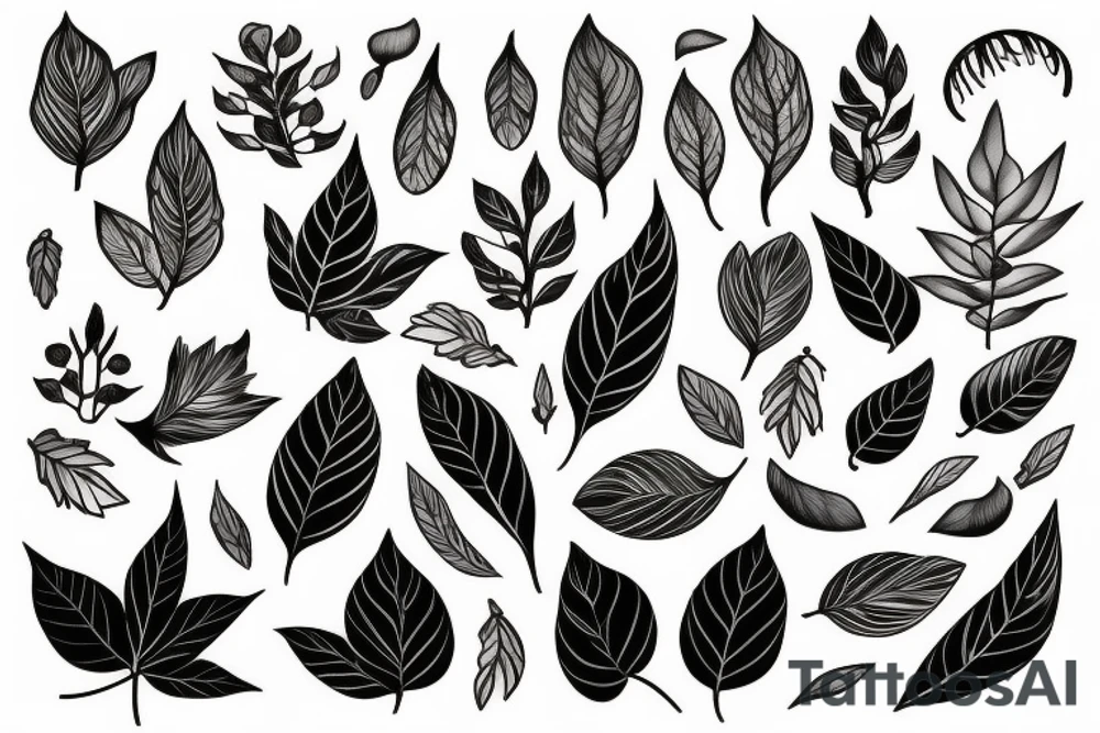 Girl with leaves tattoo idea