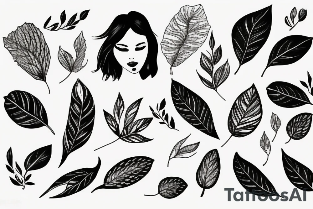 Girl with leaves tattoo idea