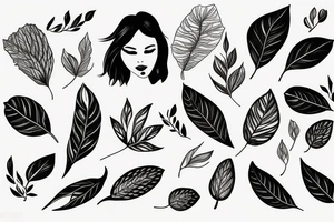 Girl with leaves tattoo idea