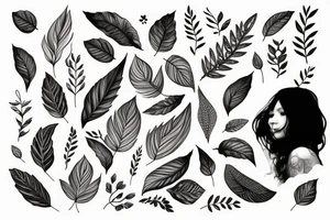 Girl with leaves tattoo idea