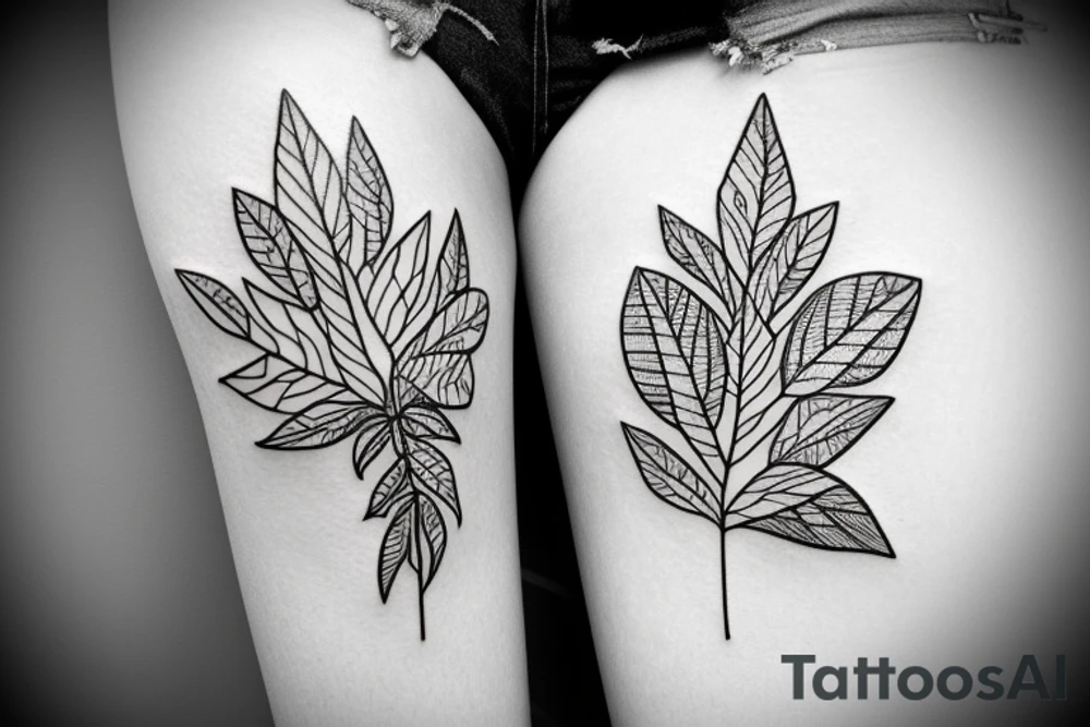 Girl with leaves tattoo idea