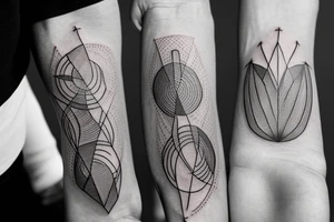 I would like a tattoo for my full left forearm, minimalist, simple lines and shapes with intent to show the overcome of an addiction, also overcome anxiety and the overcome of health problems tattoo idea