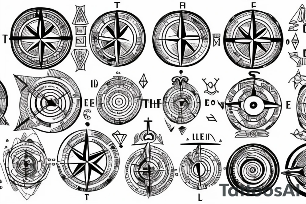 Stoic theme with compass design tattoo idea