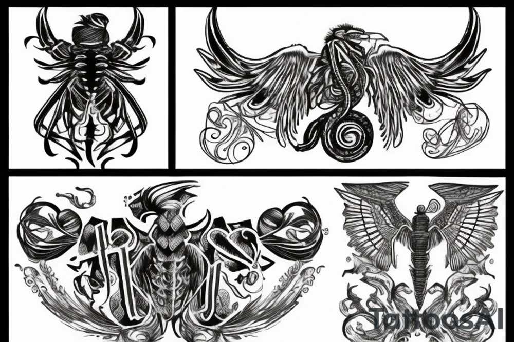 Scorpio and the letter M embracing tattoo idea