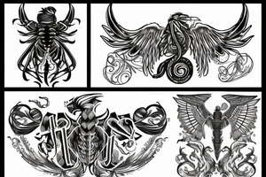 Scorpio and the letter M embracing tattoo idea