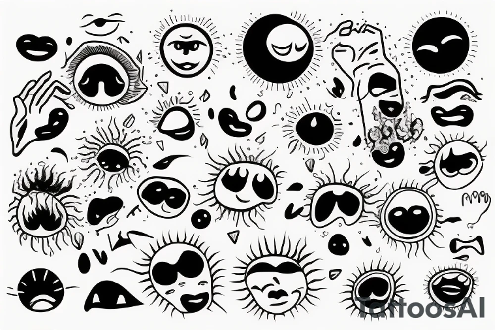 A Hand holding the sun with a face tattoo idea