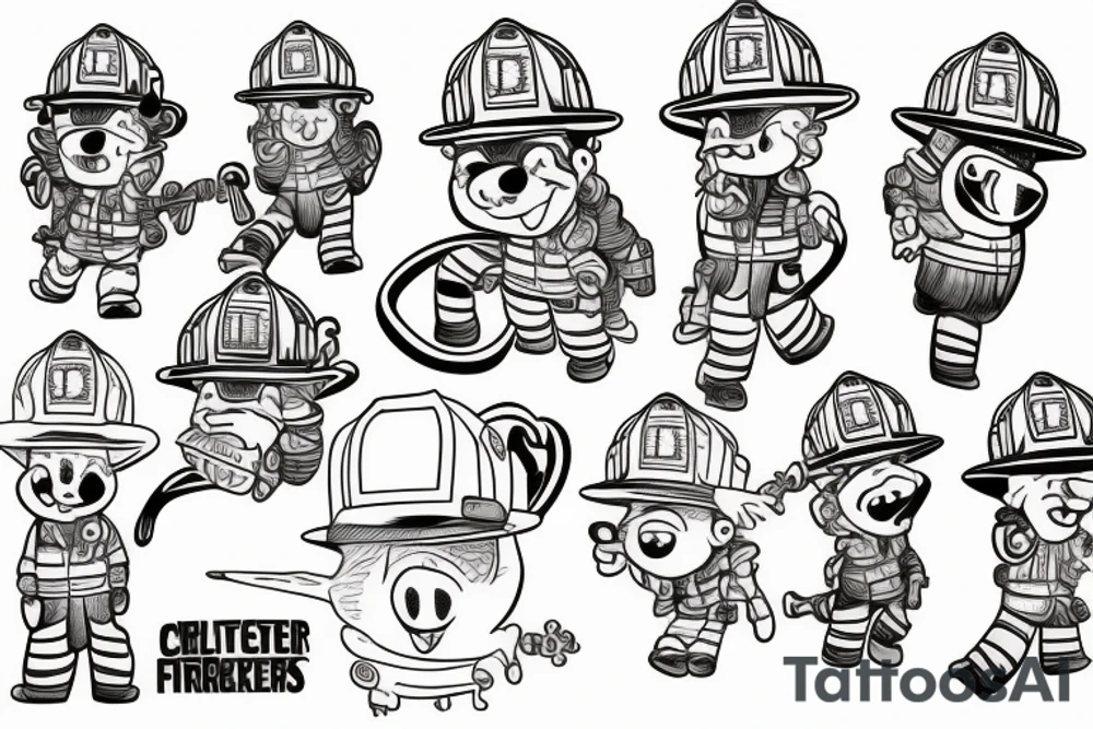 Spike and Chester the cartoon as firefighters tattoo idea