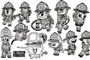 Spike and Chester the cartoon as firefighters tattoo idea