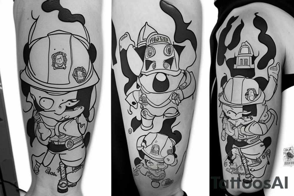 Spike and Chester the cartoon as firefighters tattoo idea