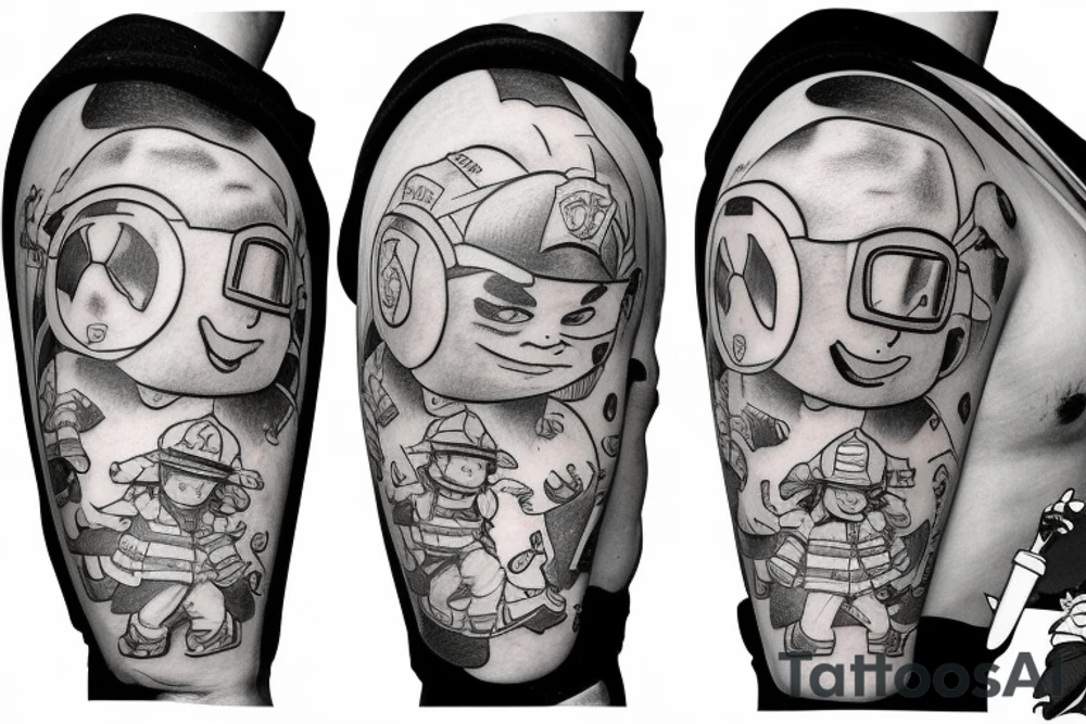 Spike and Chester the cartoon as firefighters tattoo idea