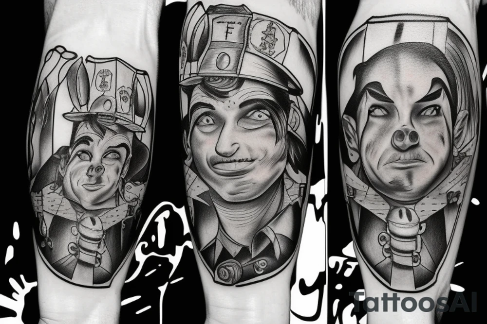 Spike and Chester the cartoon as firefighters tattoo idea